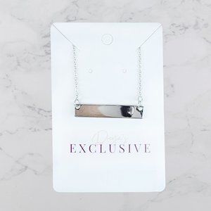 Silver Stamped Bar Necklace - J